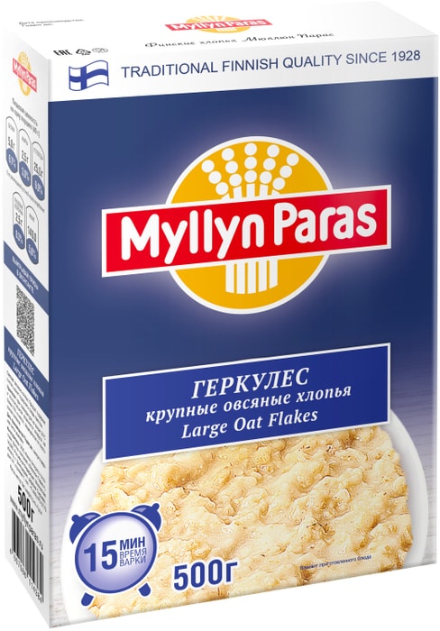 

Хлопья Myllyn Paras 1928 Геркулес овсяные крупные 15 минут 500 г
