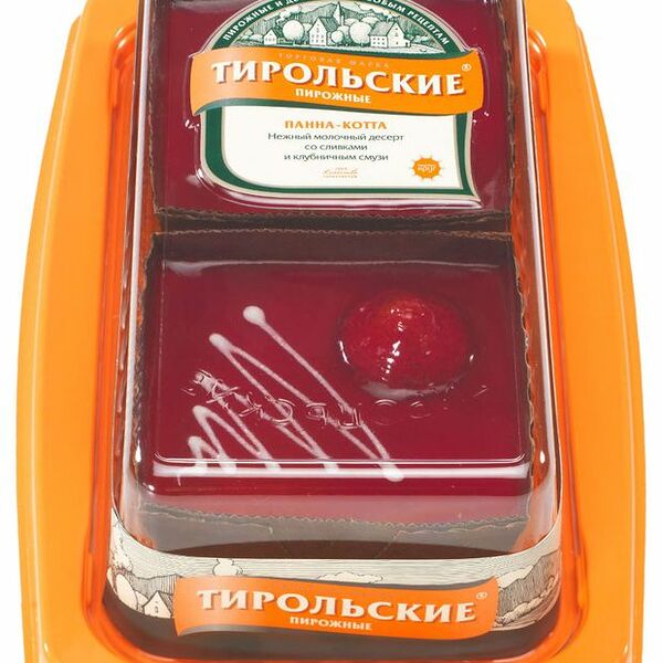 Пирожное Панна-котта Тирольские пироги со сливками и клубничным смузи 280 г