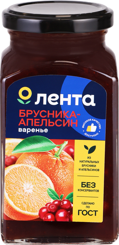 

Варенье ЛЕНТА брусника-апельсин