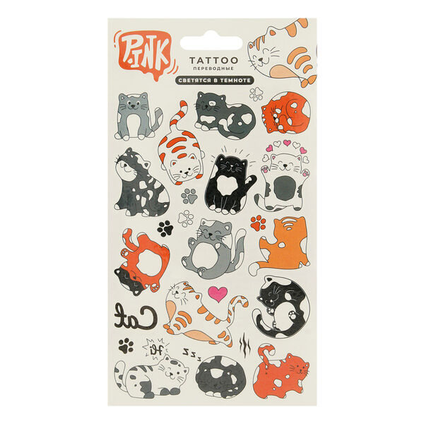 Наклейки-тату светящиеся переводные P.ink Милые котики