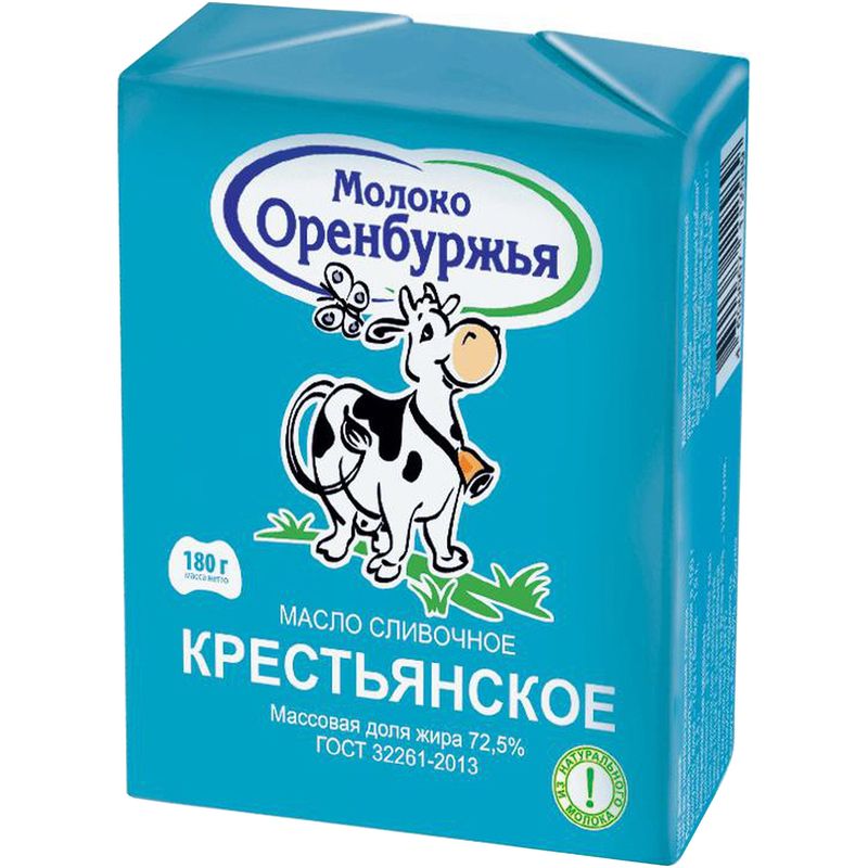 

Масло сливочное Молоко Оренбуржья Крестьянское 72.5%