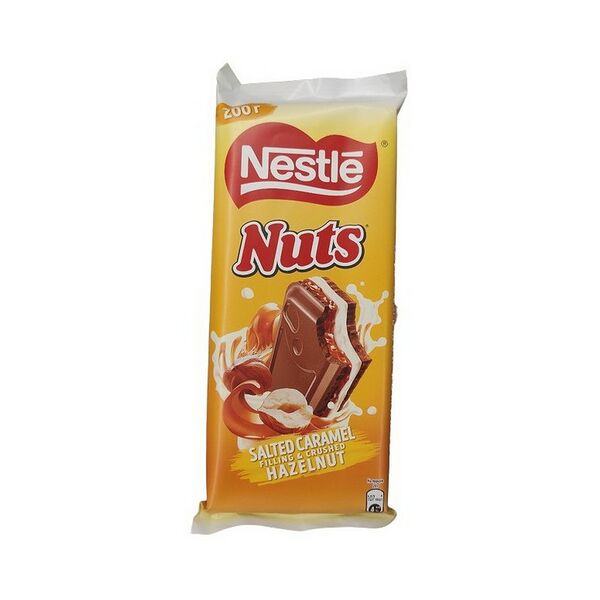 Молочный шоколад Nestle Nuts Salted caramel filling and crushed hazelnut с солёной карам нач с фундуком и нач вкус нуги 200г