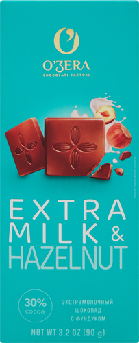 

Шоколад молочный O'Zera Milk & Extra Hazelnut 90 г