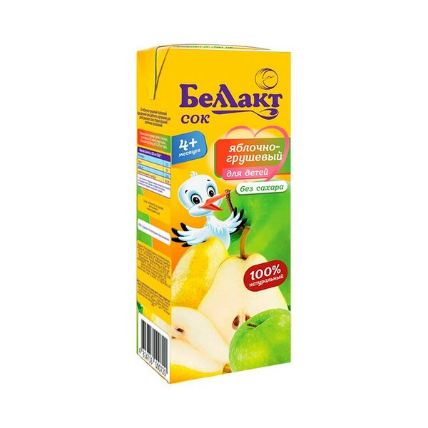 Сок Беллакт яблочн грушевый осветл восст 0,2л ДП