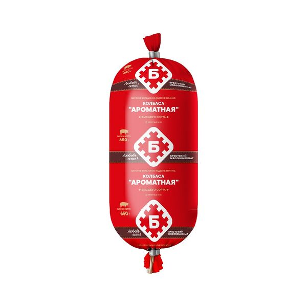 Изд колб мясн вар Колбаса АРОМАТНАЯ в/с п об 650г Брестский мк