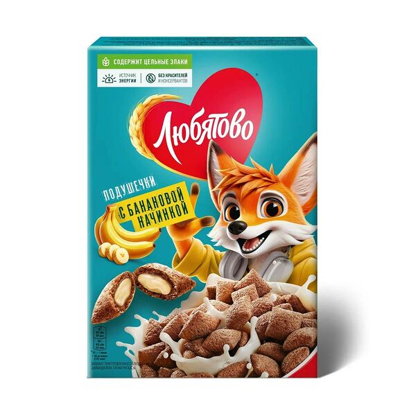 Завтраки готовые Любятово Подушечки с банановой начинкой 220 г