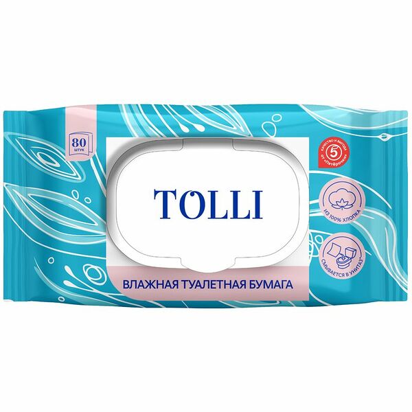 Туалетная бумага Tolli влажная 80 шт
