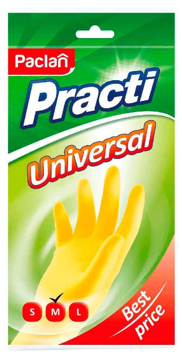 

Перчатки хозяйственные Paclan Practi Universal желтые, р. M, 1 пара