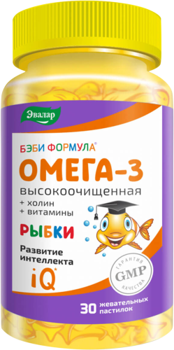 

Эвалар Бэби формула Омега-3 пастилки жевательные рыбки 30 шт.
