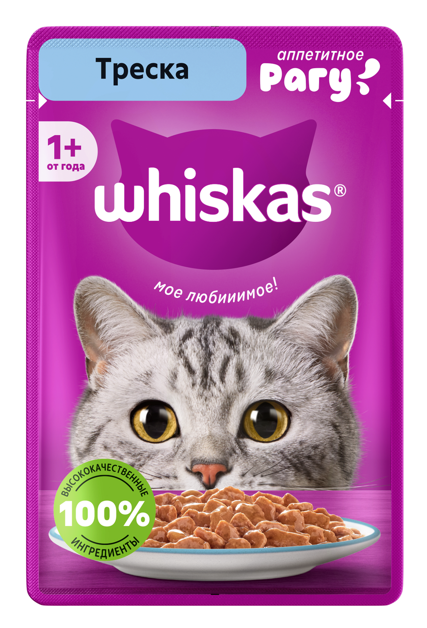 

Корм влажный для кошек Whiskas Рагу треска 75 г