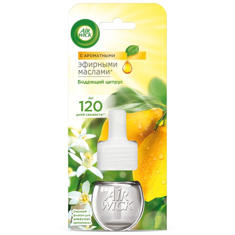 

Сменный флакон Air Wick для электрического диффузора аромамасел Бодрящий цитрус 19 мл