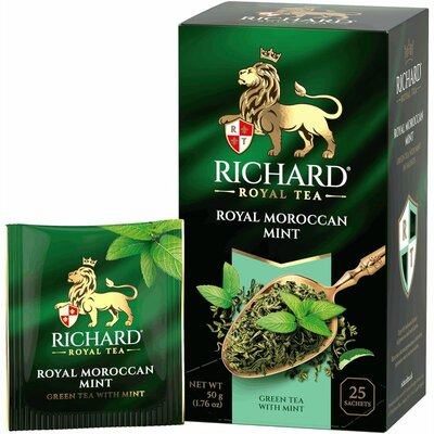 Чай Ричард (Richard) Королевский Марокканский монетный двор (Royal Moroccan Mint) зеленый байховый с мятой 2 г х 25 шт.