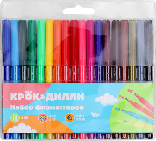 

Фломастеры КРОК&ДИЛЛИ 18 цветов, 91г