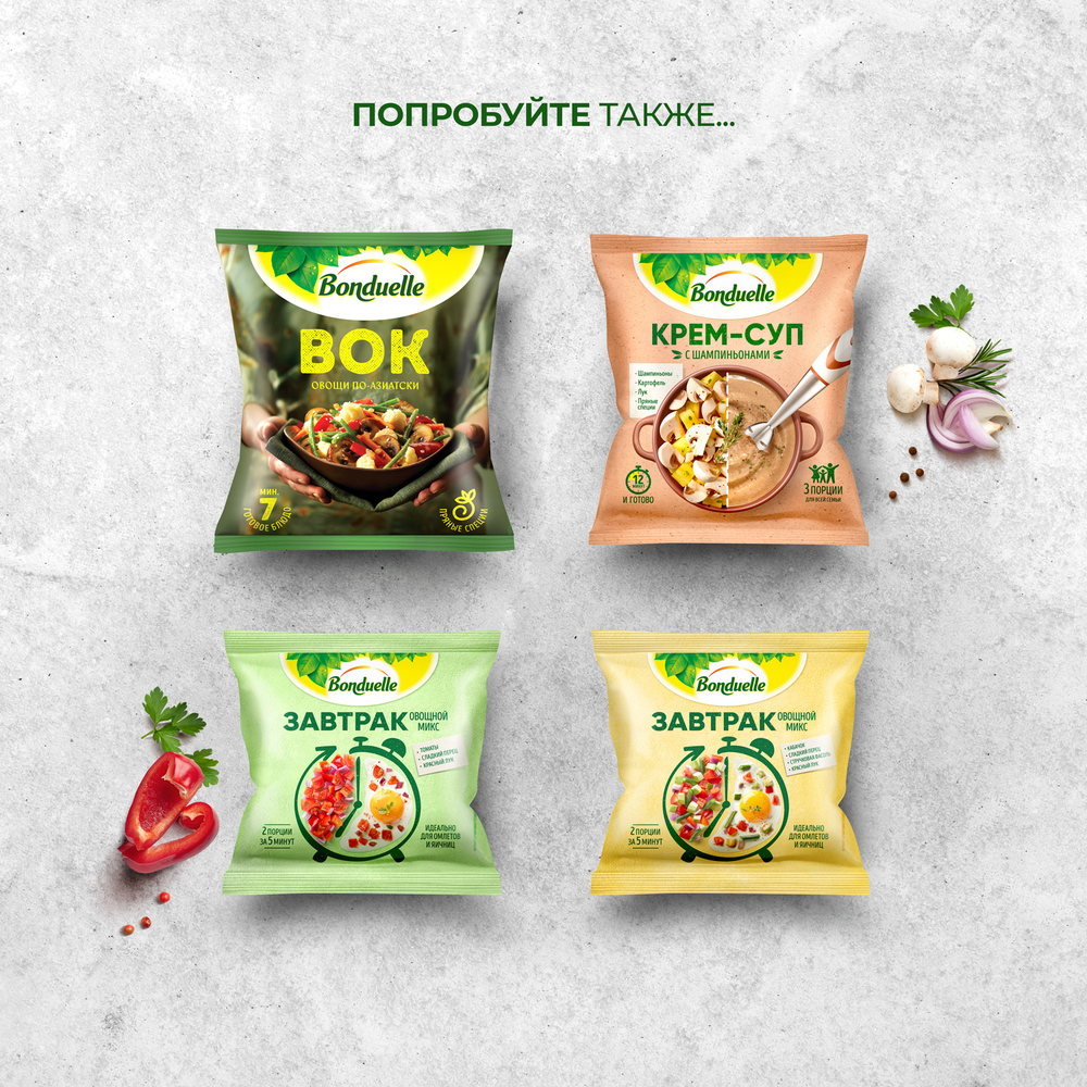 

Овощи замороженные Бондюэль, крем-суп с цветной капустой, 350 г