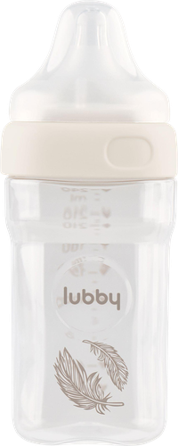 

Бутылочка для кормления Lubby Геометрия с молочной соской и широким горлом 0+ 240 мл