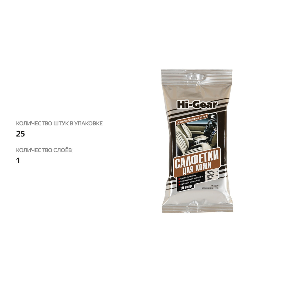 

Салфетки для кожи влажные Hi Gear, Россия