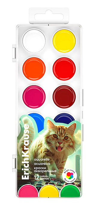 

Краски акварельные ErichKrause Big City Cats 12 цветов