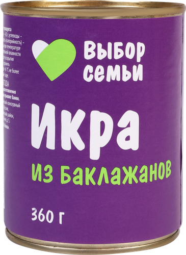 

Икра Выбор семьи из баклажанов 360 г