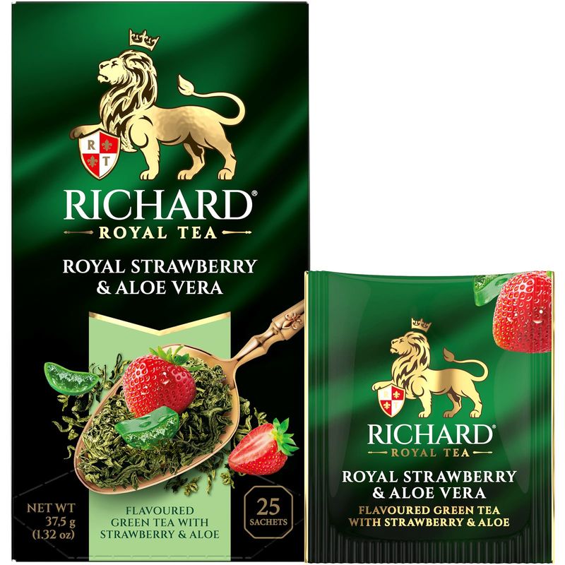 

Чай зеленый Richard Royal Strawberry & Aloe Vera клубника и алоэ 25 пакетиков 37.5 г