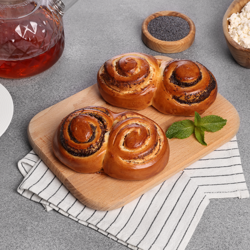 

Булочка Лента Fresh Дуэт творожно-маковая 1 шт, 140 г