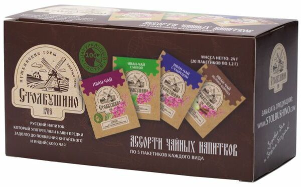Ассорти чая Столбушино 4 вида 20 пакетиков 24 г