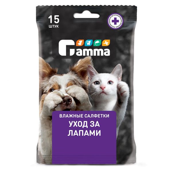 

Салфетки влажные Gamma для лап 15 шт.