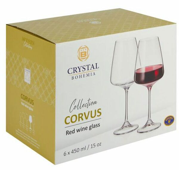 Набор бокалов Crystalite Bohemia Collection Corvus для вина 450 мл 6 шт.