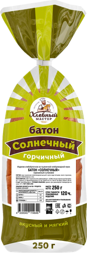 

Батон Хлебный мастер Солнечный горчичный, в нарезке 250 г