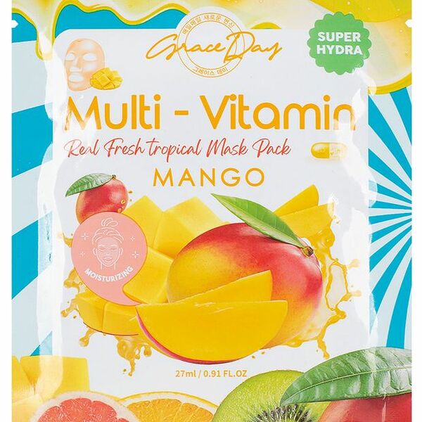Маска тканевая Grace Day Multi-Vitamin Real Fresh Tropical Mask Pack Mango с экстрактом манго, 27 мл