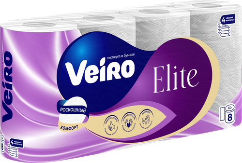 

Бумага туалетная Veiro Elite 4 слоя 8 шт.