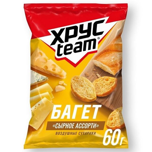 Сухарики Хрусteam Багет сырное ассорти 60 г