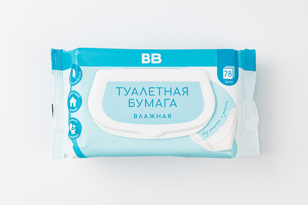 

Бумага ВкусВилл туалетная влажная 78 шт