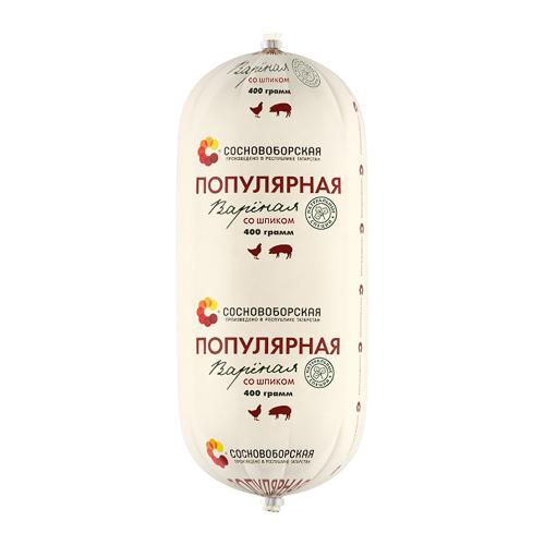 

Колбаса Сосновоборская Популярная со шпиком куриная третий сорт 400 г