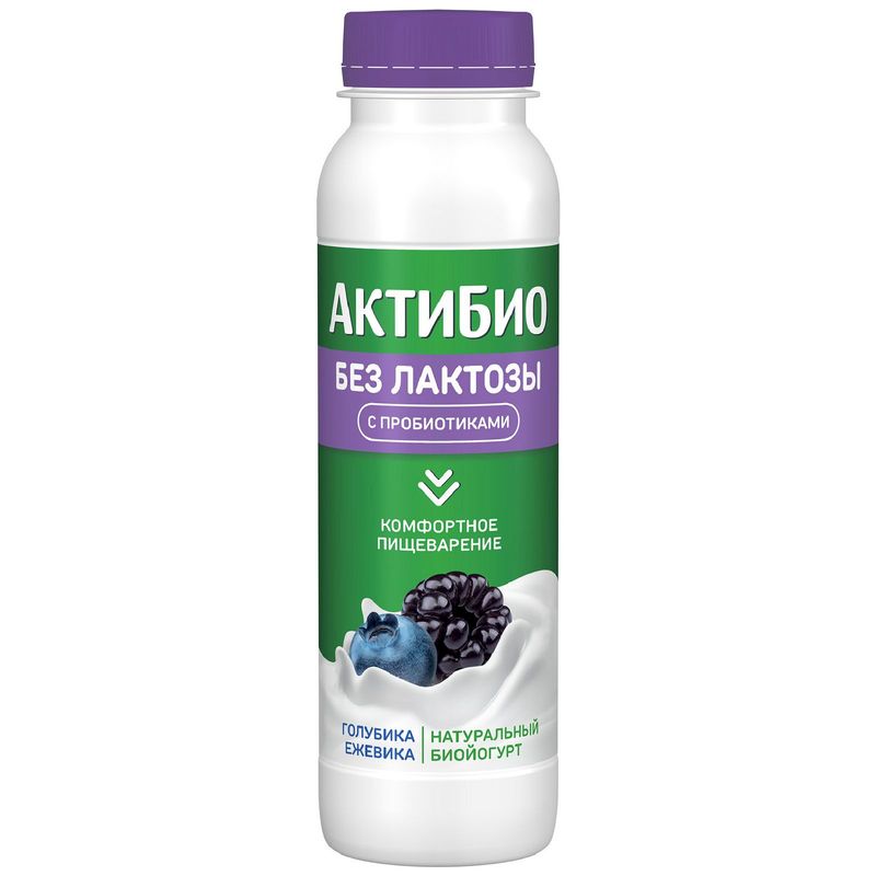 

Биойогурт АктиБио безлактозный обогащённый бифидобактериями с голубикой и ежевикой 1.5% 260 г