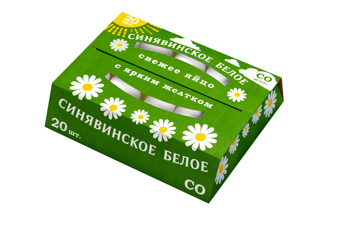 

Яйцо куриное Синявинское белое СO 20 шт 1.4 кг