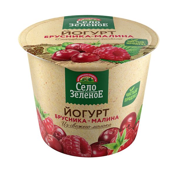 Йогурт Село Зелёное Брусника-малина 3.5% 120 г