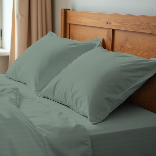 

Набор наволочек Homeclub оливковый страйп-сатин 2 шт 50x70 см