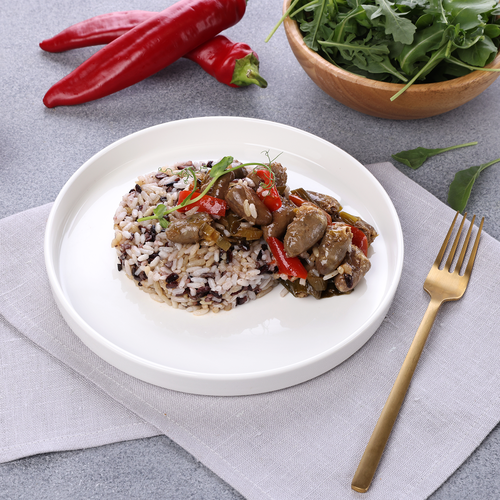 

Куриные сердечки Лента Fresh в соусе терияки с рисом, 330 г