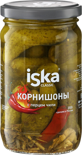 

Корнишоны Iska с перцем чили 350 г