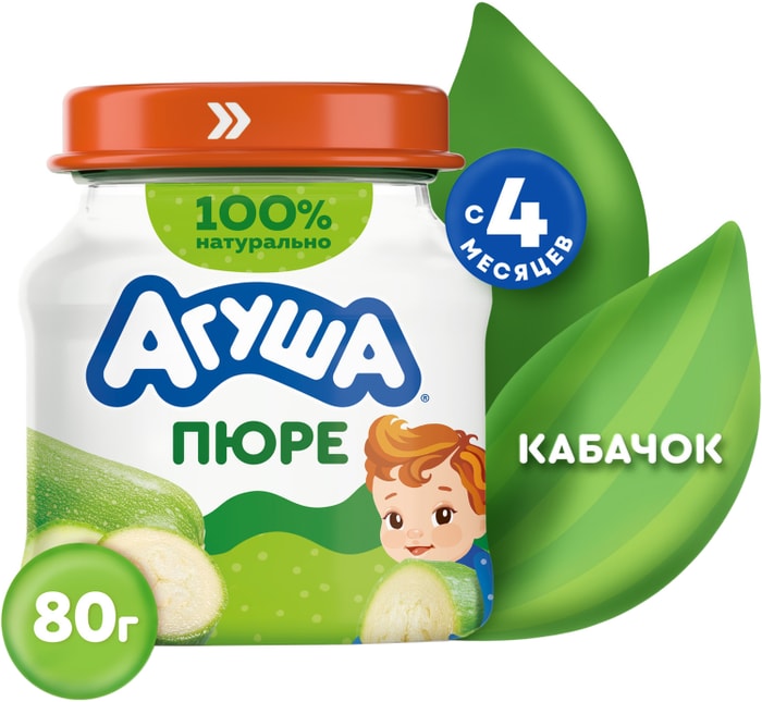 

Пюре овощное Агуша Кабачок с 4 месяцев, 80 г