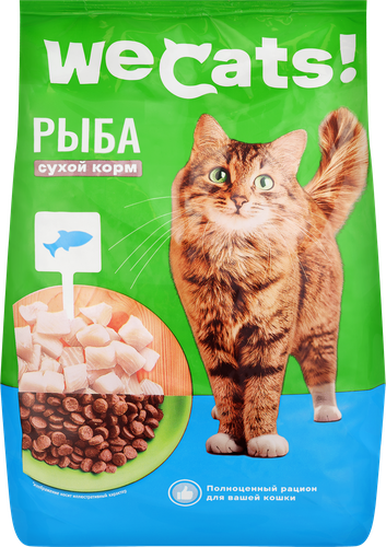 

Корм сухой для взрослых кошек WeCats с рыбой полнорационный 400 г