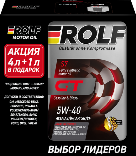 

Моторное масло Rolf GT 5W-40 A3/B4 SN/CF 5 л