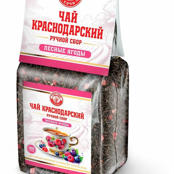Чай черный Краснодарский ручной сбор с лесными ягодами байховый листовой 100 г