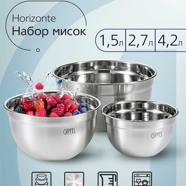Набор мисок Gipfel Horizonte 51159 стальной