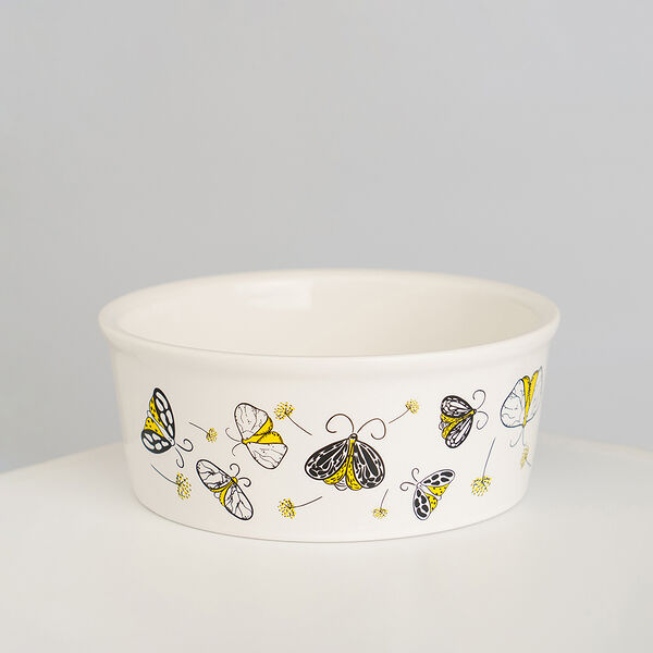 Миска фарфоровая Rurri для кошек Мотыльки белый 450 мл