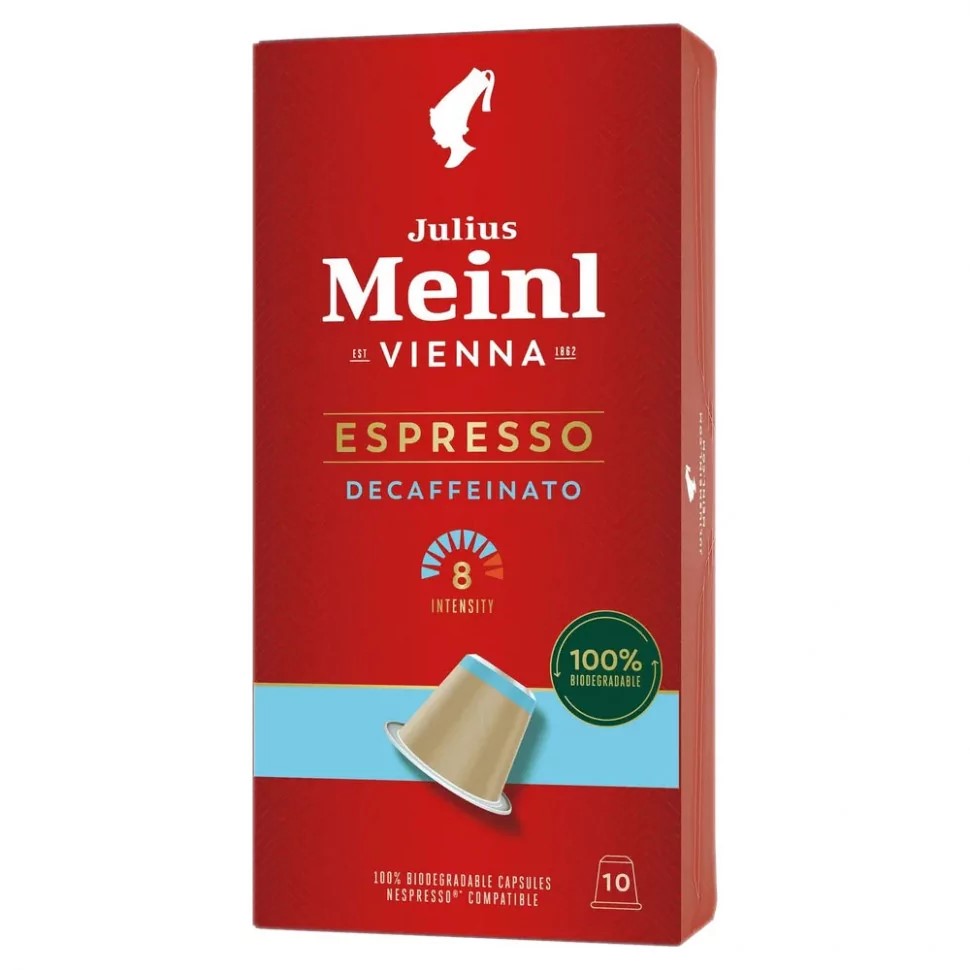 

Кофе в капсулах Julius Meinl Espresso Decaf натуральный жареный молотый без кофеина 10 шт. х 5.6 г 56 г