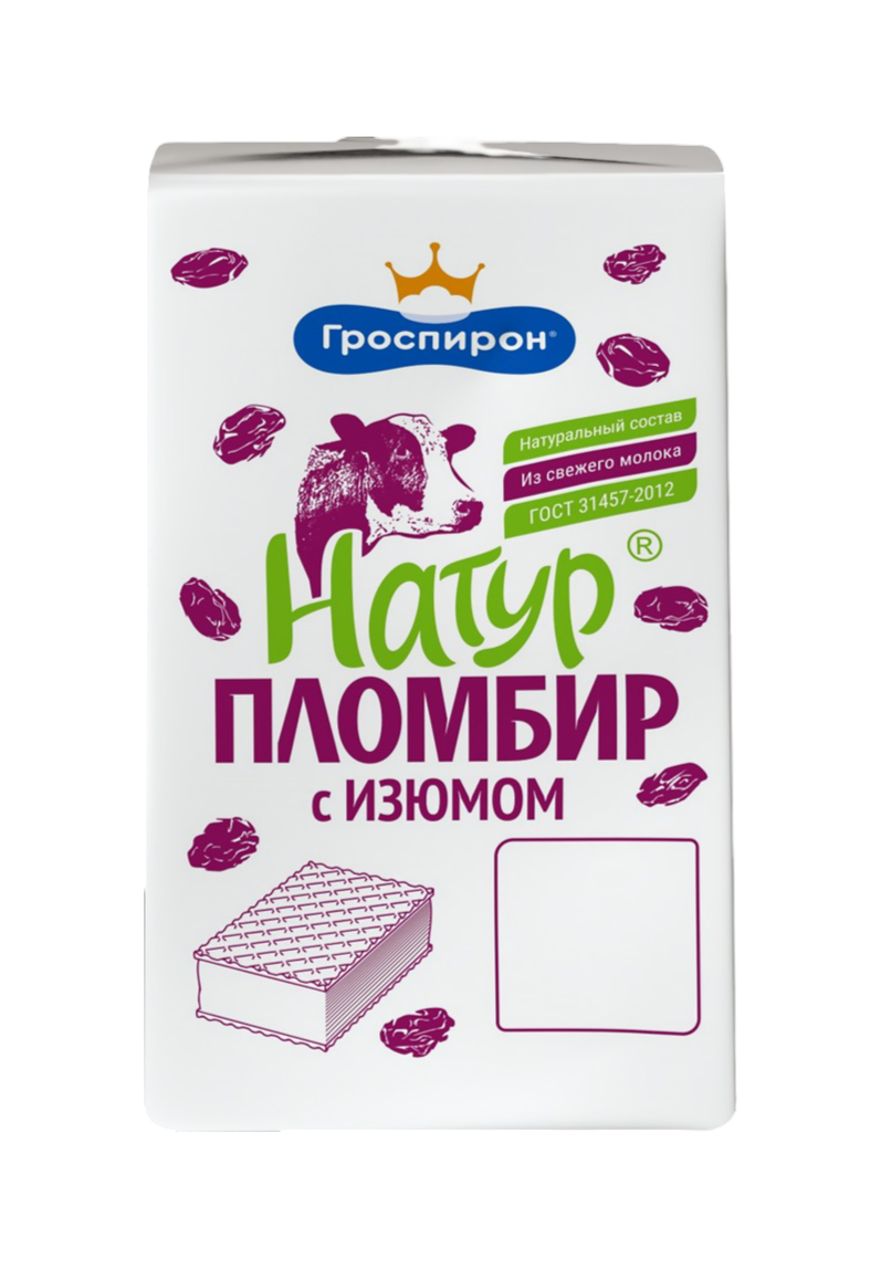 

Мороженое Гроспирон Натур Пломбир брикет с изюмом 100 г