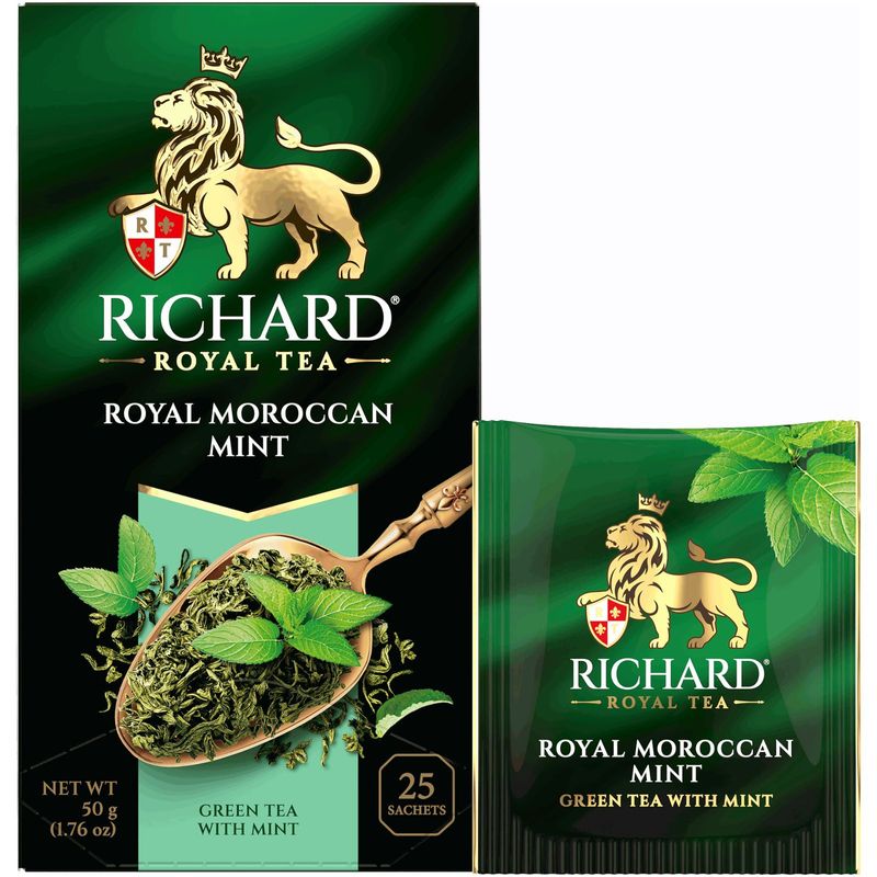 

Чай Richard Royal Moroccan Mint зеленый байховый с мятой, 25х2 г