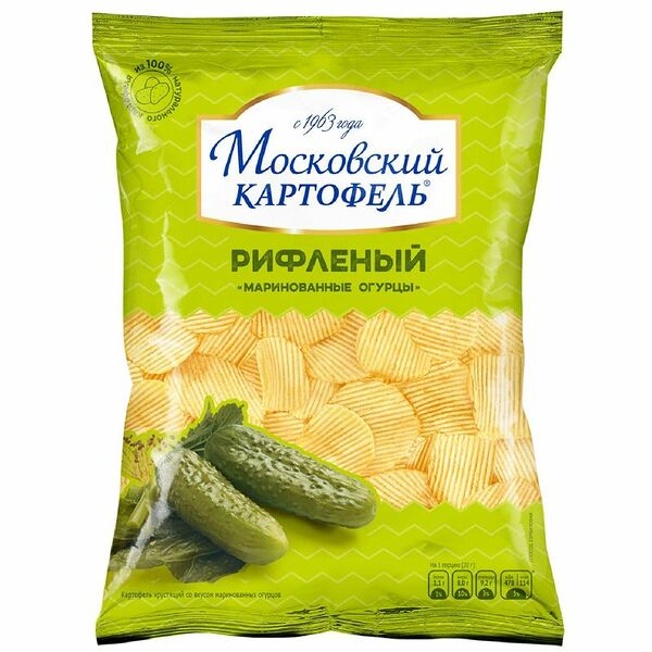 Чипсы картофельные Московский картофель Маринованные огурцы рифленые 120 г