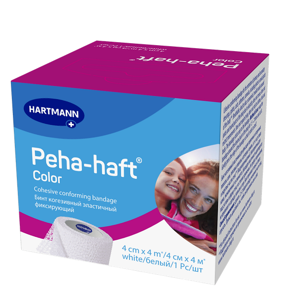 Бинт Peha-haft Color когезивный эластичный фиксирующий 4 м х 4 см белый